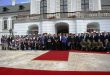 Na ndvor Prezidentskho palca zabezpeili slvnostn privtac ceremonil prslunci estnej stre prezidenta Slovenskej republiky (S PSR).